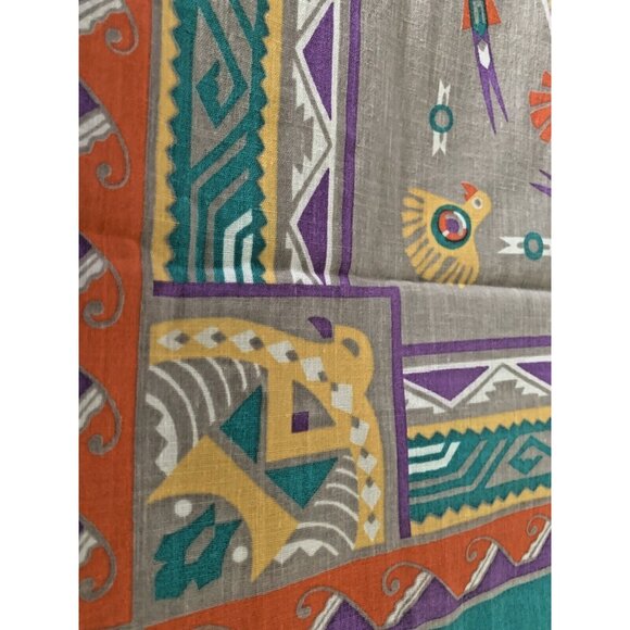 Vintage Wamcraft Bandana 50/50 Cotton Poly Southwest Turquoise Thunderbird USA - Picture 2 of 7